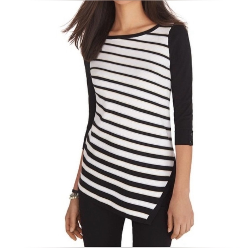 🌟 White House Black Market Asymmetrical Striped Sweater- NWOT